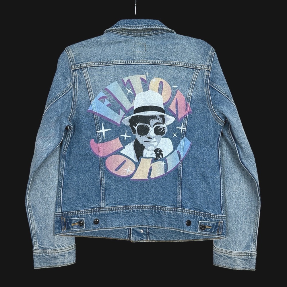 Lee Jeans - Elton John Denim Jacket - Womens Medium Blue Trucker Graphic